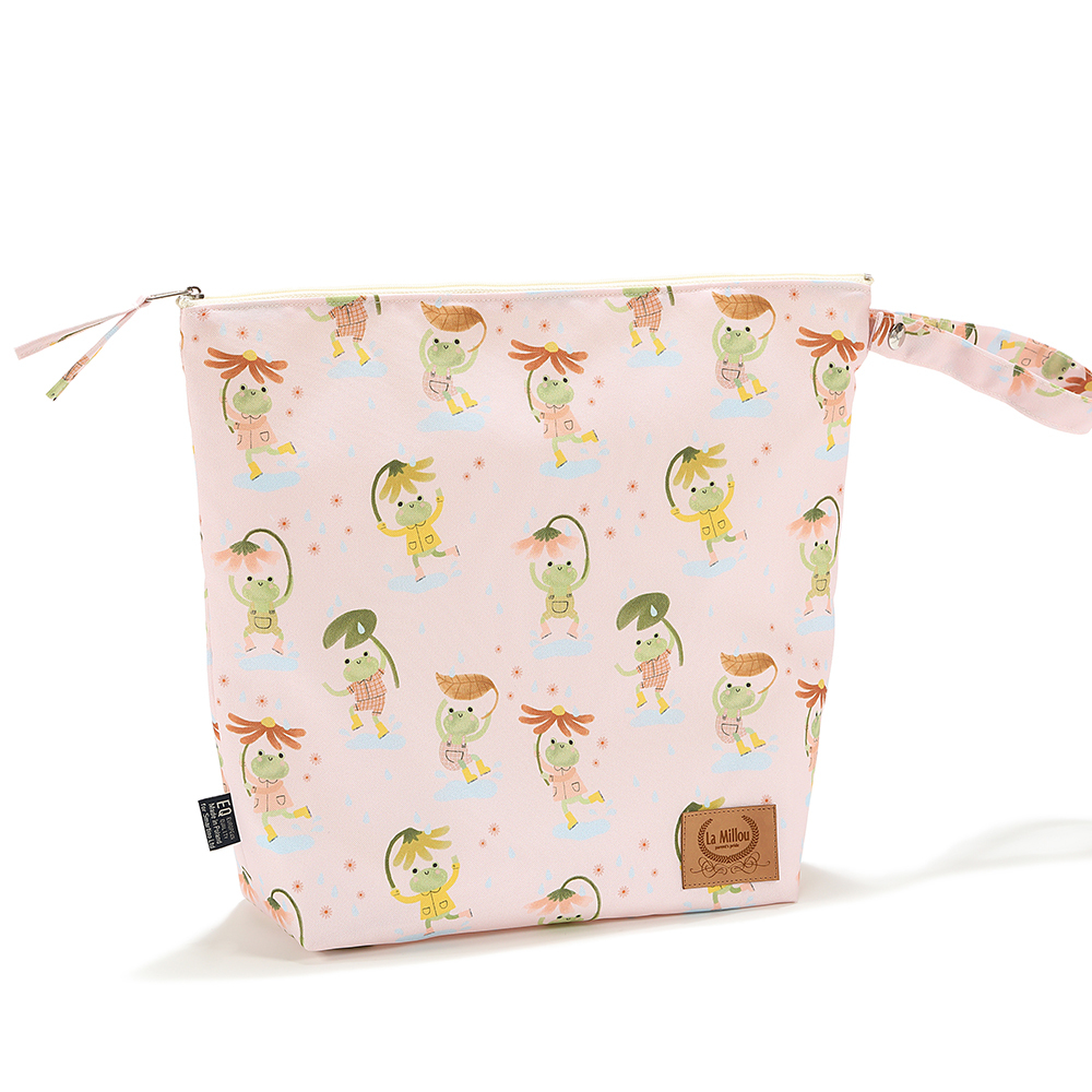 La Millou波蘭 尿布袋加大-方型28x32cm｜雨點荷葉蛙