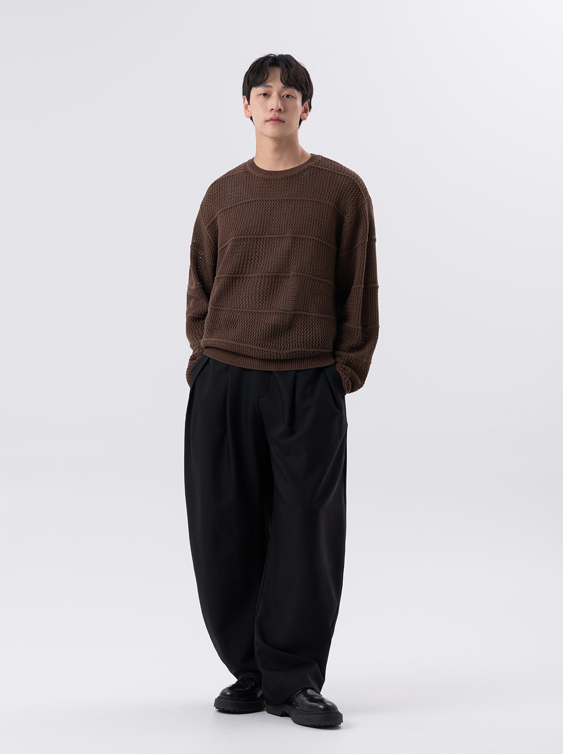 【期間限定】簍空勾針圓領毛織上衣