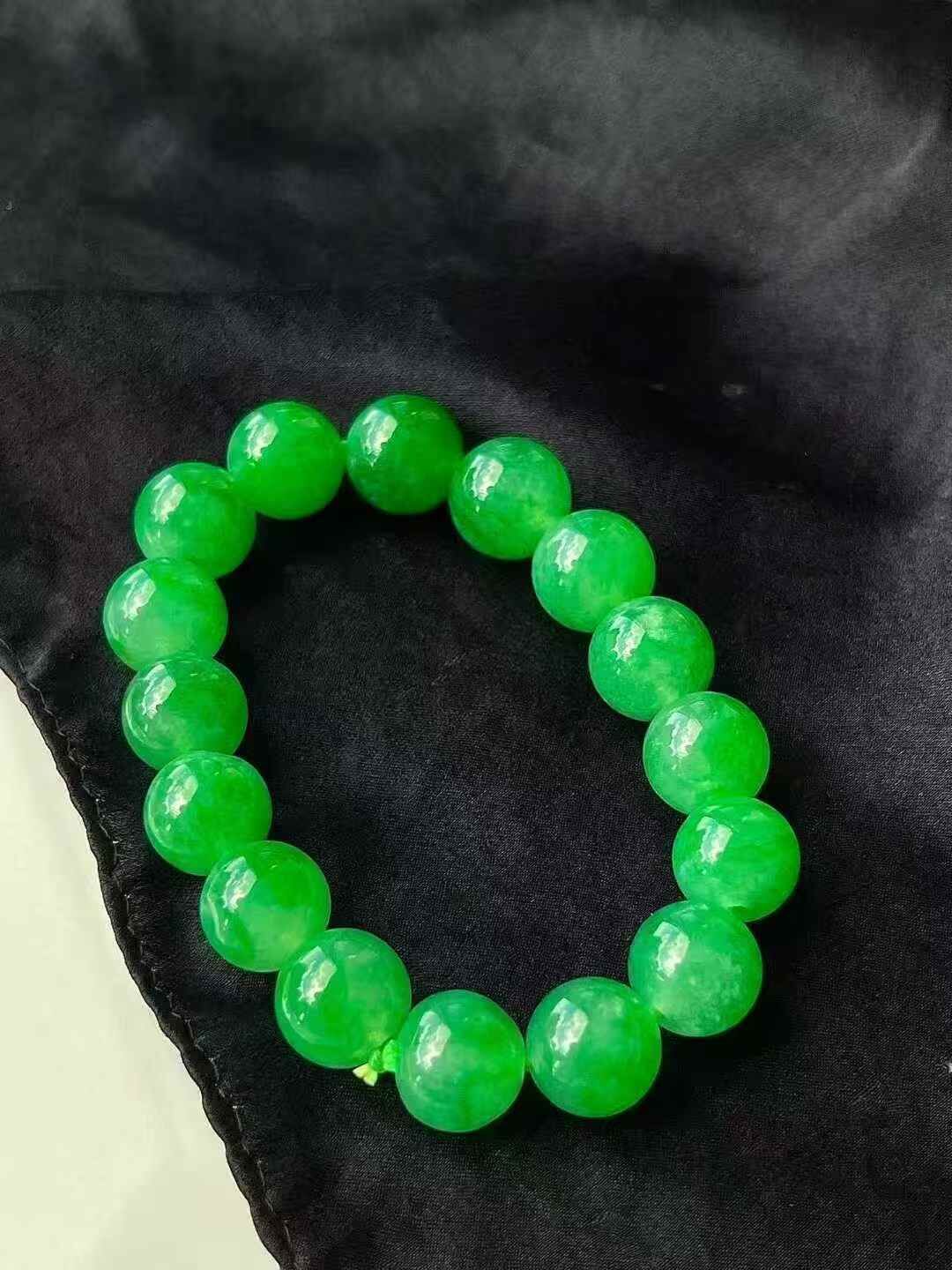 翡翠珠子手串 (13.3mm直徑),天然翡翠A玉, 緬甸玉, Jade, Jadeite