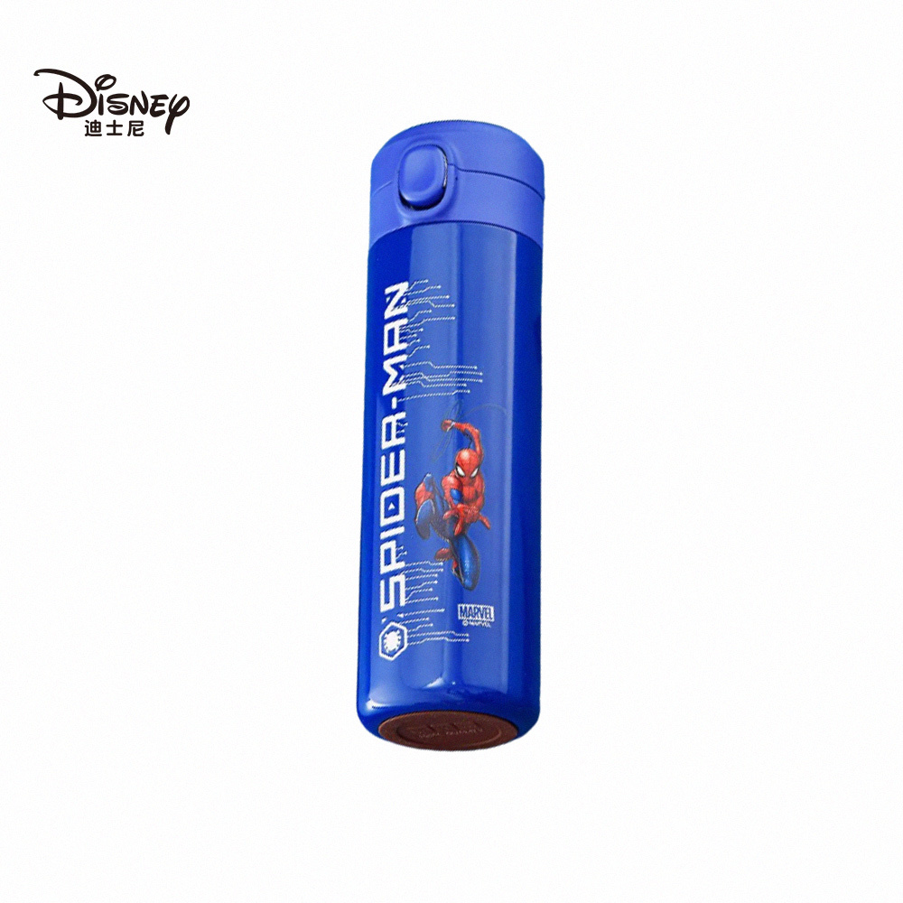 【虎兒寶】迪士尼正版授權感溫不鏽鋼保溫直飲彈跳杯 500ml _蜘蛛人_藍