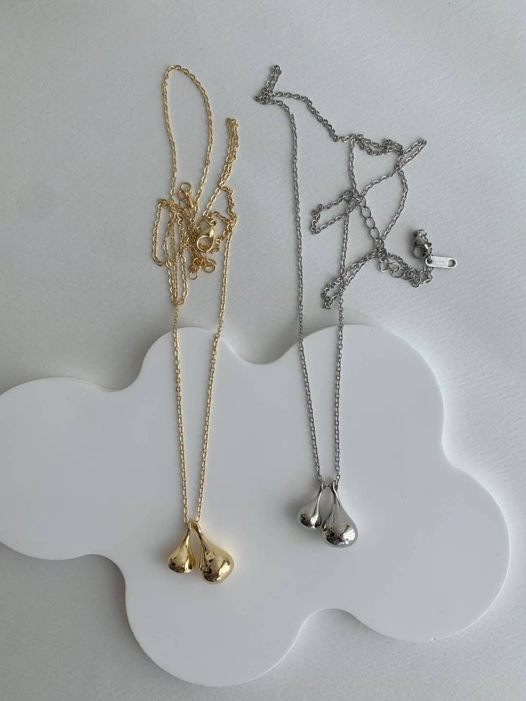 質感大小雙水滴造型毛衣鍊長項鍊 / 2色