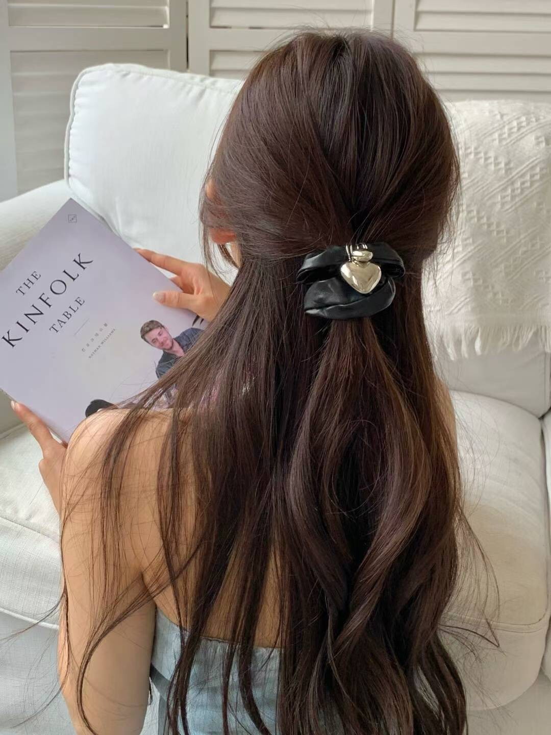 立體大小愛心PU皮革澎澎髮圈髮束 / 2色