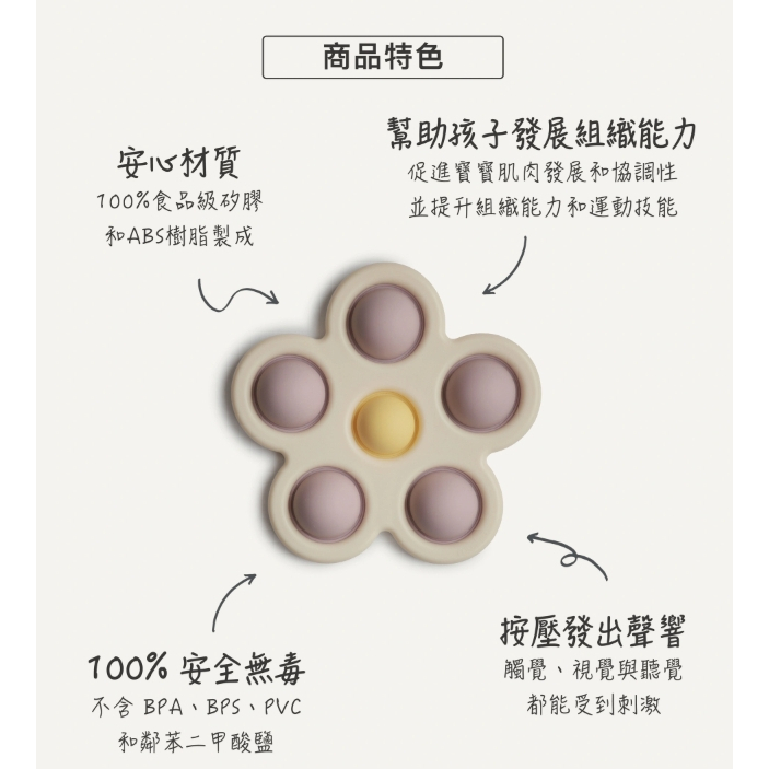 【樂森藥局】Mushie 矽膠按壓玩具 花花/手機 多感官刺激  有助於發展小肌肉技能  科技主題