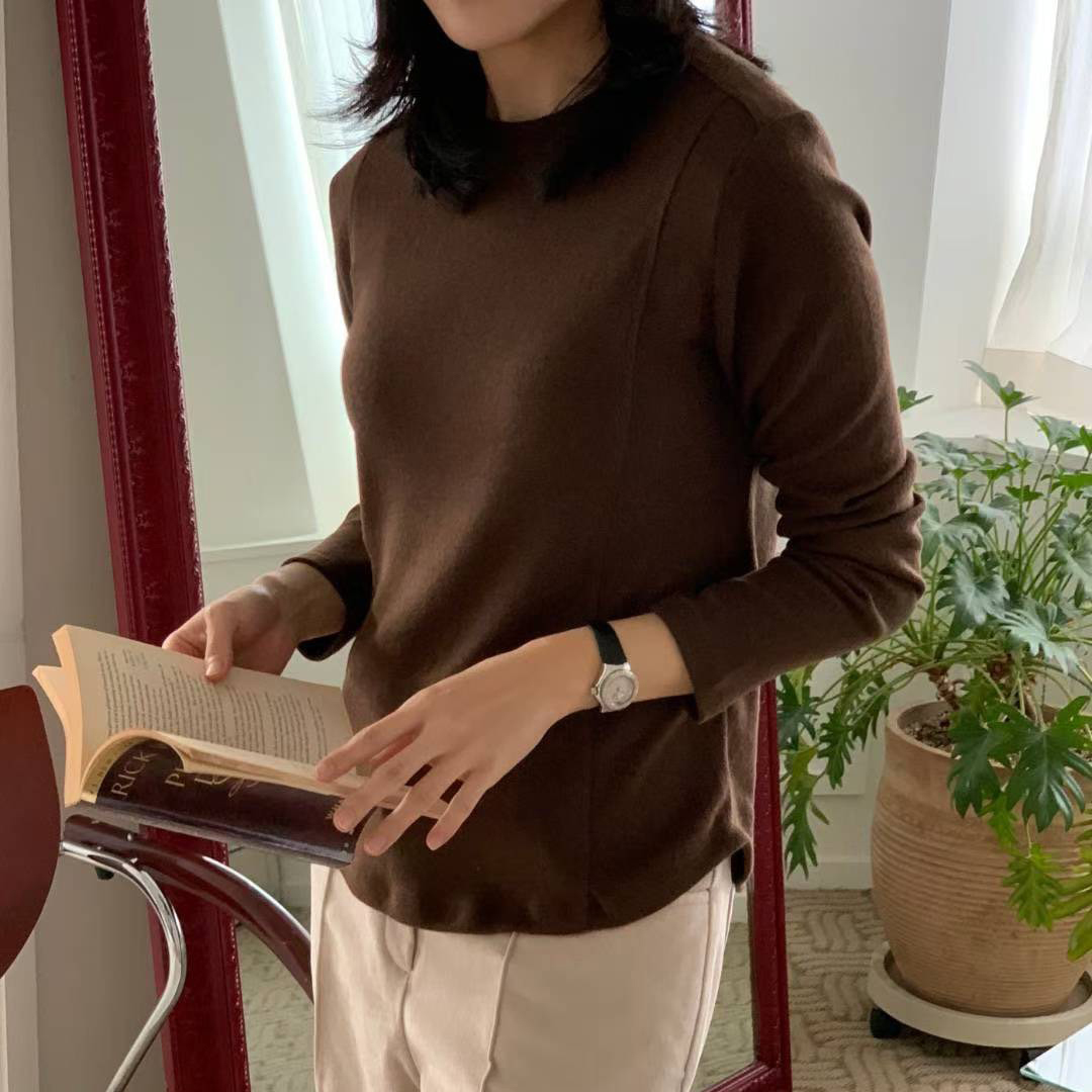 3D車線圓弧滾邊造型圓領棉TEE上衣 / 3色