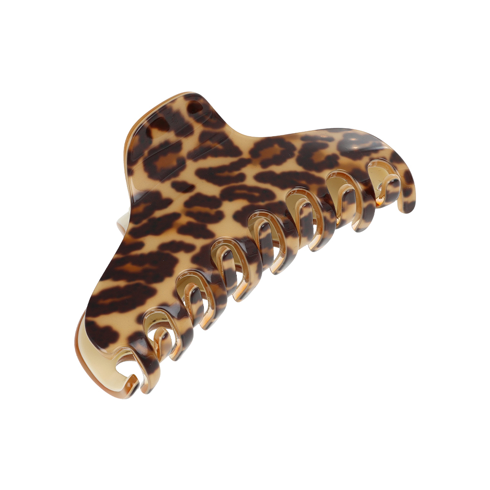 FRANCE LUXE 簡約長型抓夾〈豹紋/象牙白〉