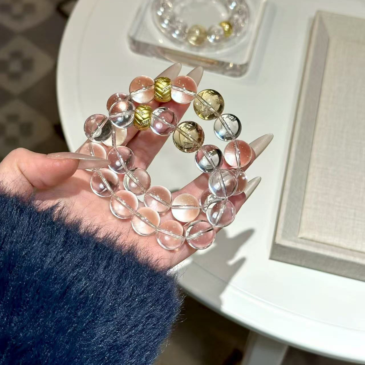 【月影水光】白水晶x黃水晶x能量淨化招財水晶手鍊-10mm/12mm