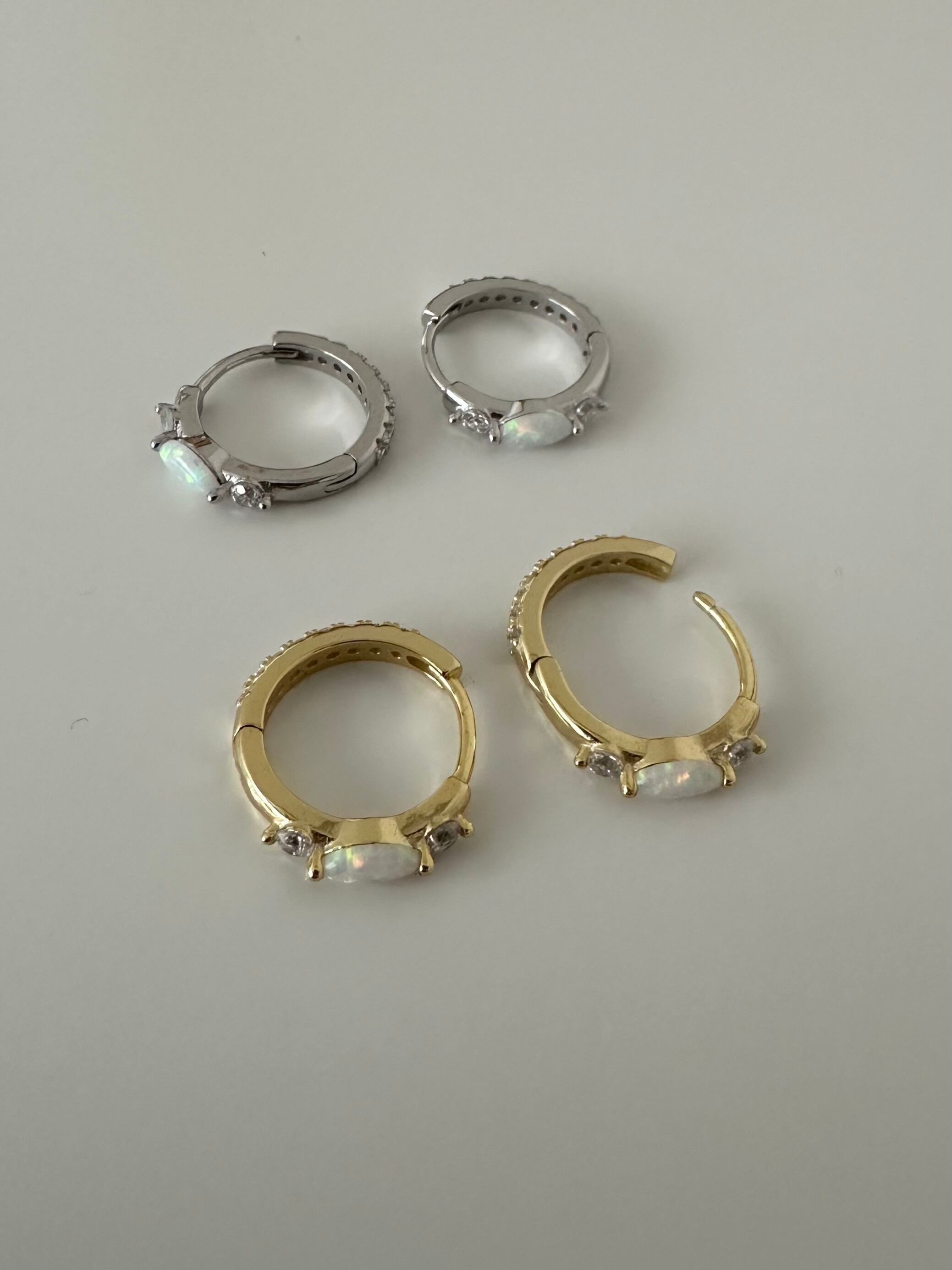 S925 opal hoop pierce