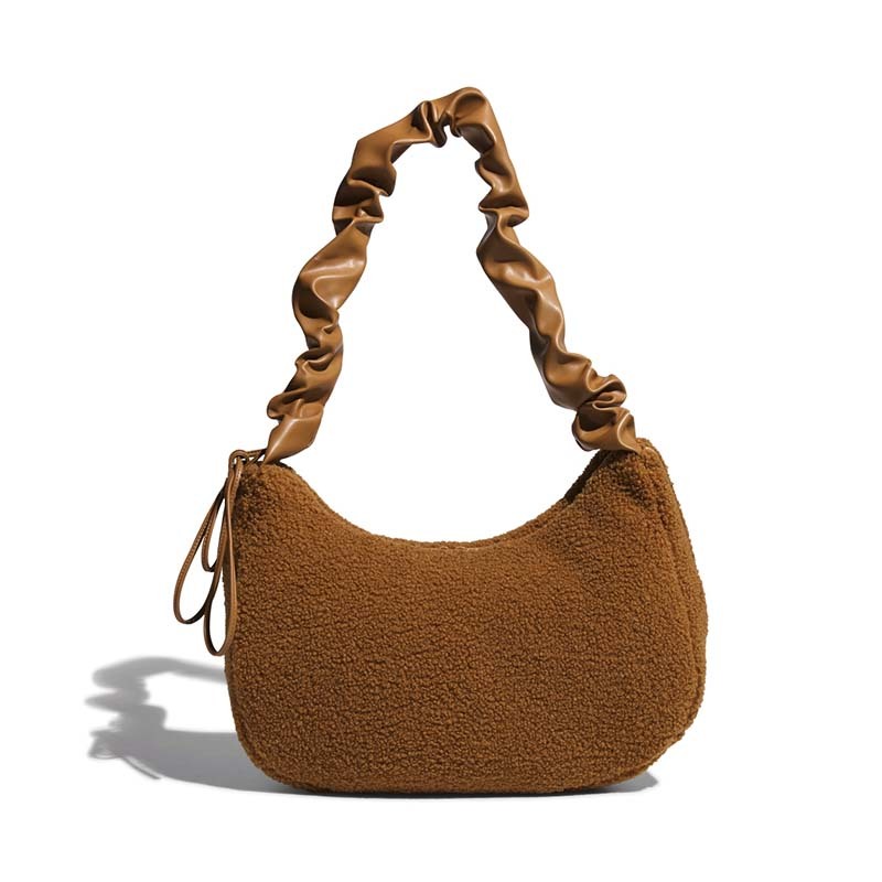 Adidas Originals 肩背包 三葉草 仿羊羔絨 棕色 KT0858 [台灣現貨]