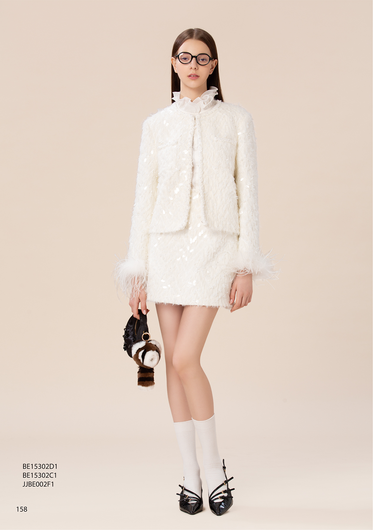 BE15302C1 雪綻羽絨亮片迷你裙