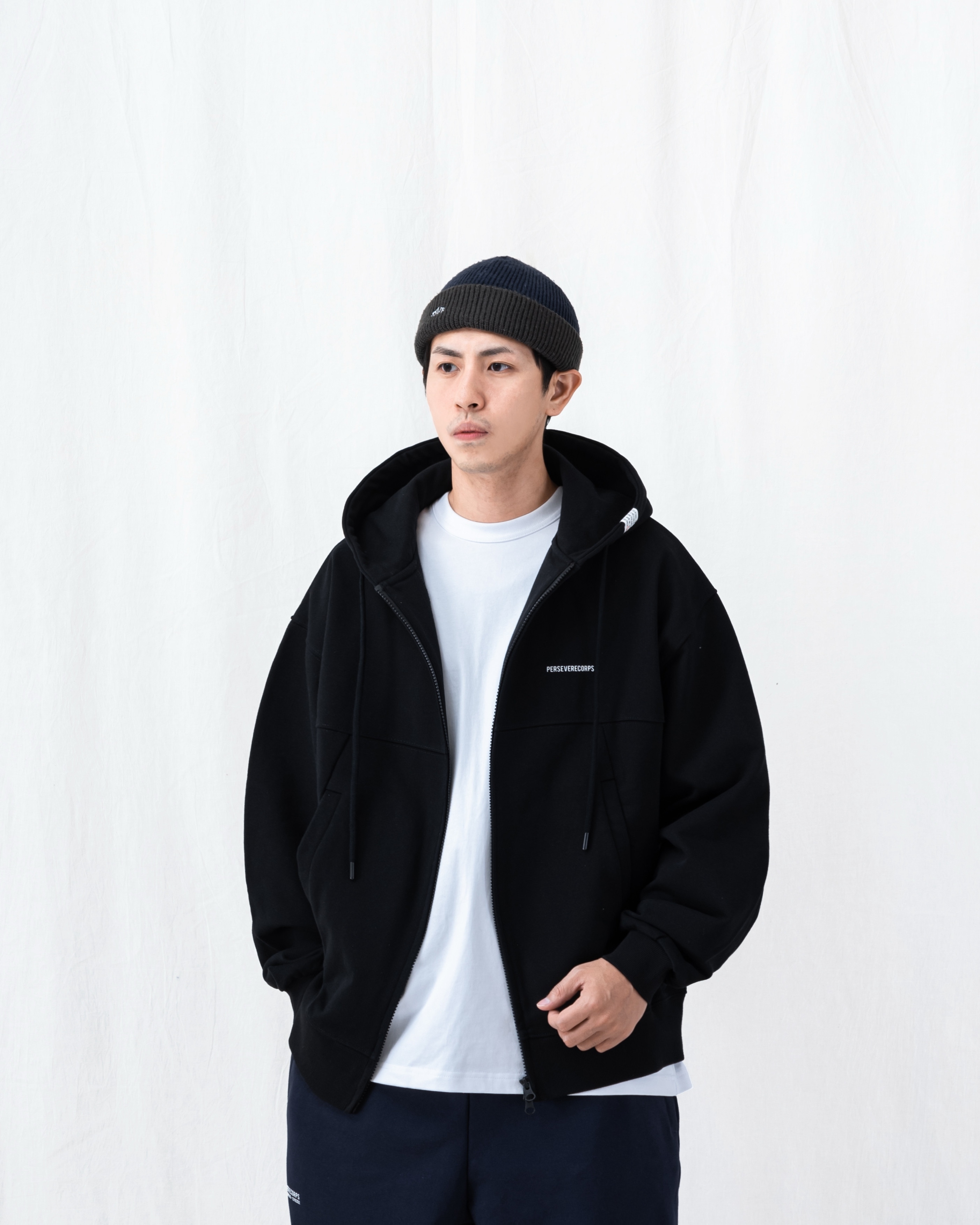 PERSEVERE 高磅數棉質連帽外套 黑藍/麻花灰/黑 25 A/W Heavyweight Cotton Hoodie Jacket