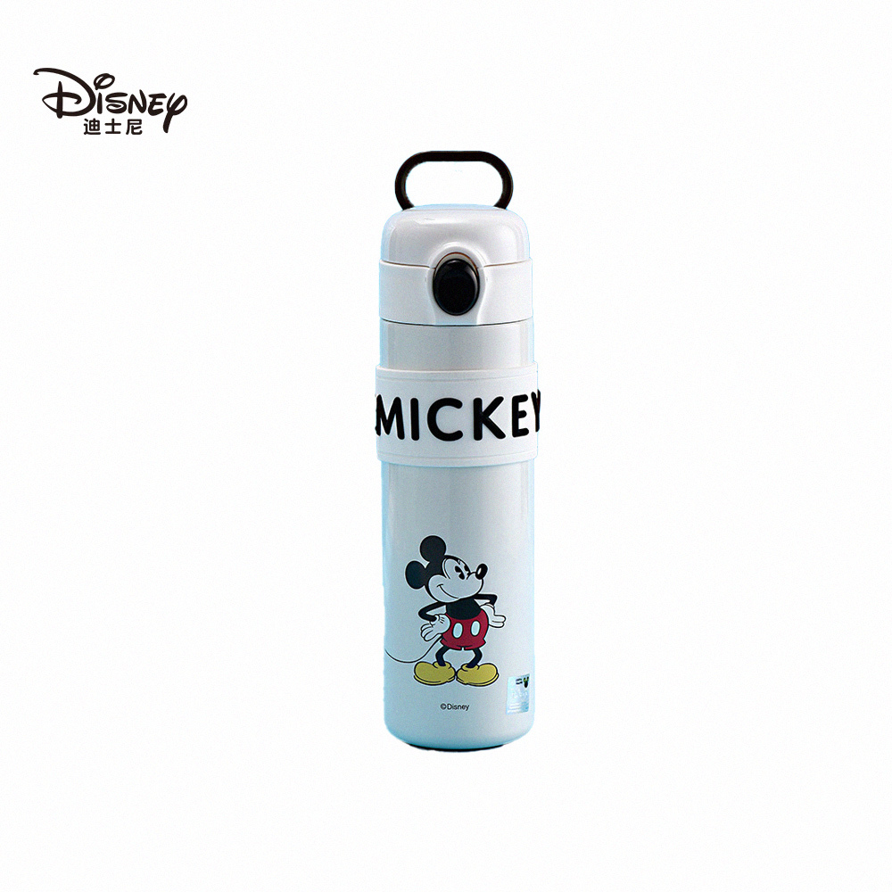 【虎兒寶】迪士尼正版授權不鏽鋼保溫直飲彈跳隨身杯 500ml _米奇_白