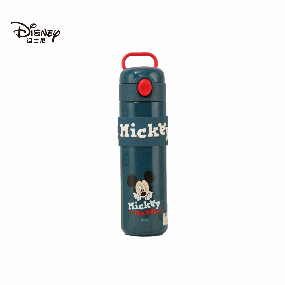 【虎兒寶】迪士尼正版授權不鏽鋼保溫直飲彈跳隨身杯 500ml _米奇_綠