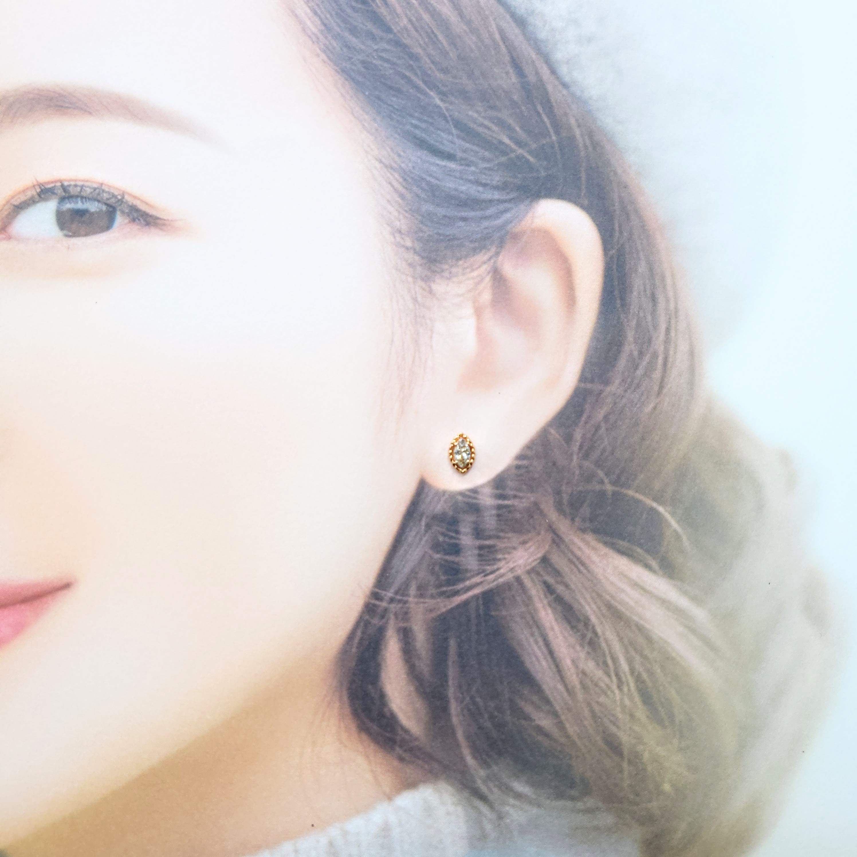 全新18K玫瑰金【主石48份欖尖形鑽石】耳環