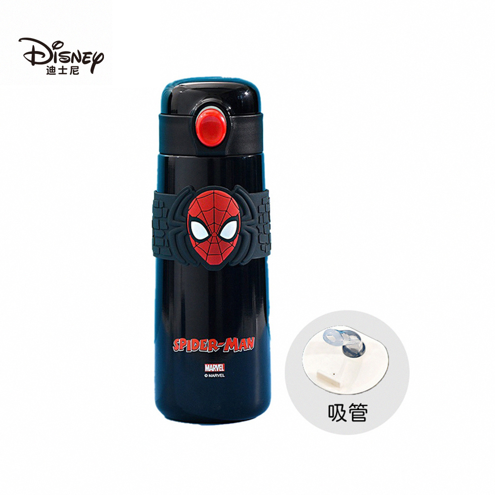 【虎兒寶】迪士尼正版授權不鏽鋼保溫吸管彈跳杯 500ml _蜘蛛人_紅