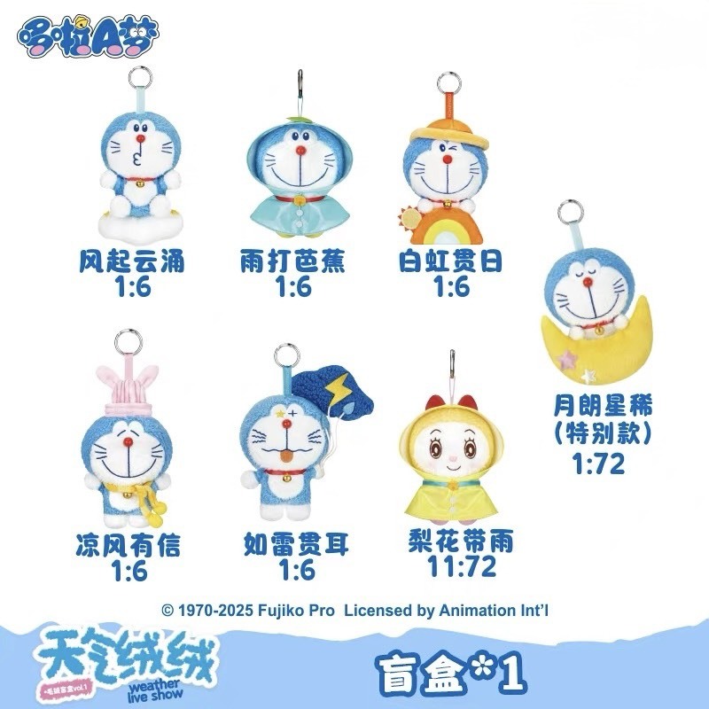 哆啦A夢 天氣系列 絨毛吊飾 盲盒