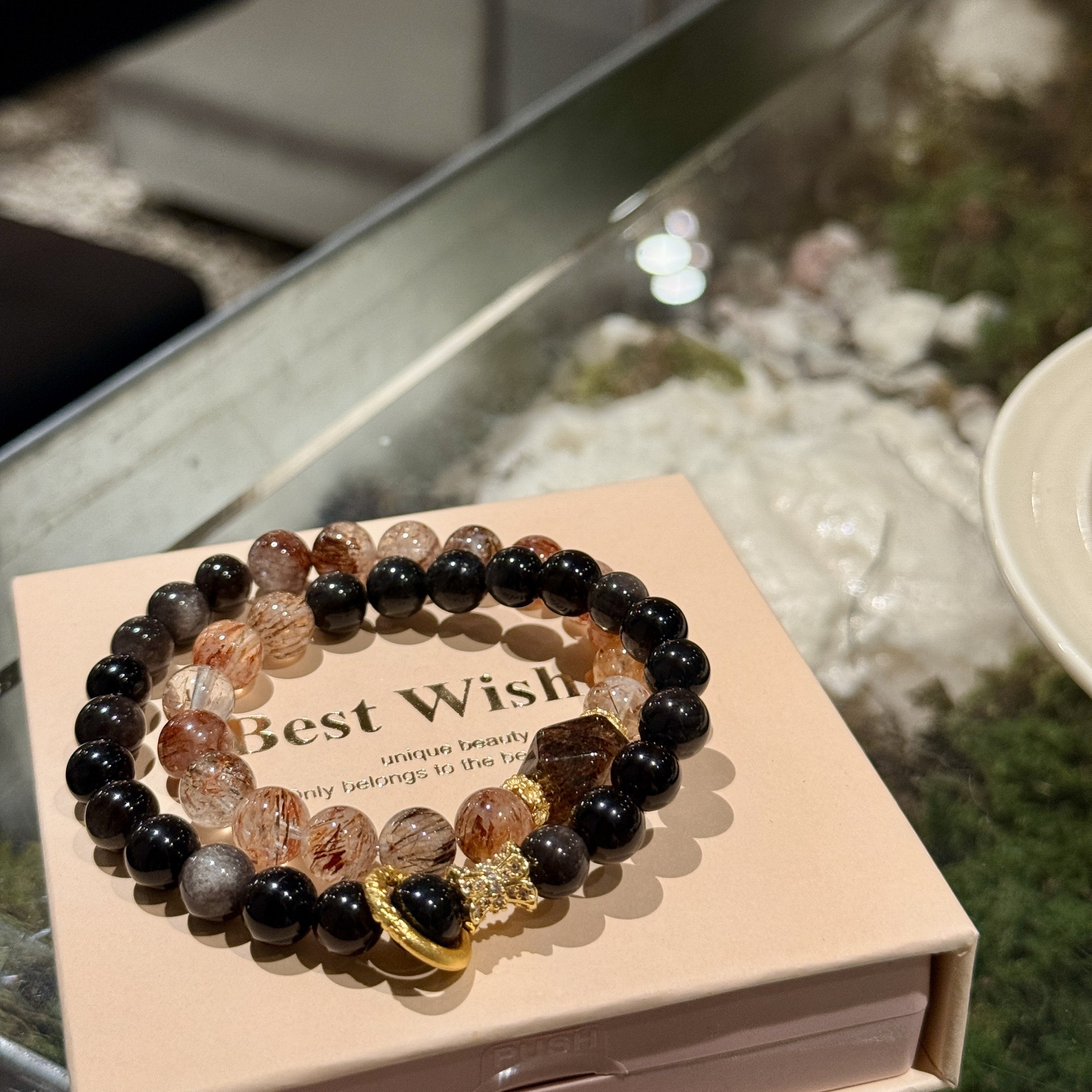 【墨曜藏鋒】黑金超七x銀曜石招財守財避邪防小人水晶手鍊