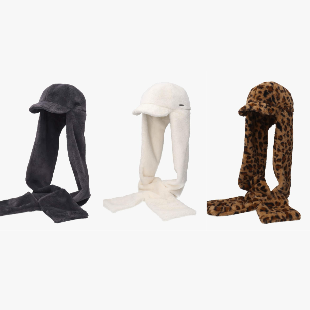 預購┃日本 MINIFUR WINTER SCARFCAP SGP 冬天 保暖 毛茸茸 豹紋 圍脖帽 圍巾 帽子