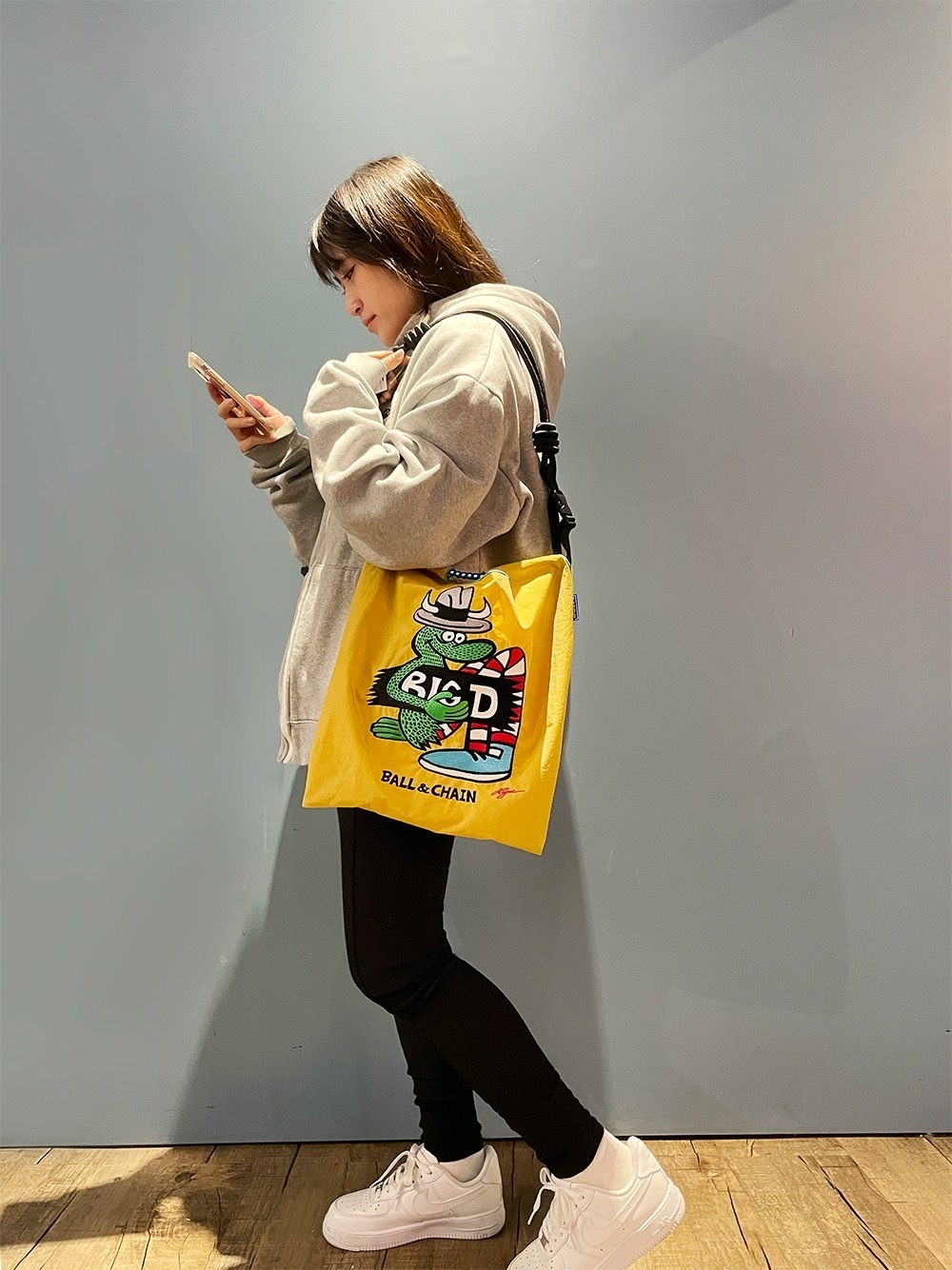 Ball＆Chain 刺繡環保購物袋 M號 - 黃 (31400420)
