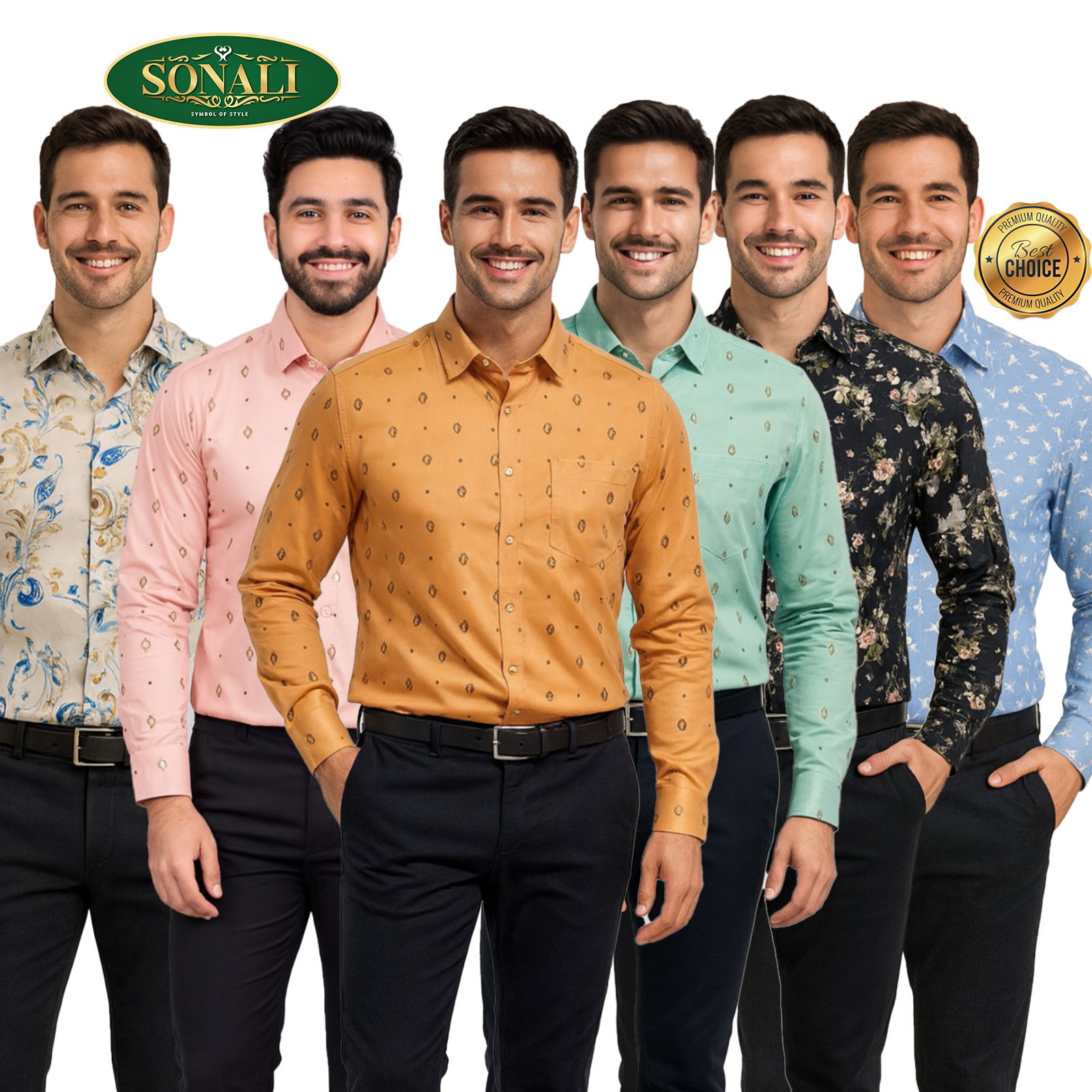 Sonali's Premier Quality Men's Full Sleeves Printed Shirts (Style & Color refer Images)