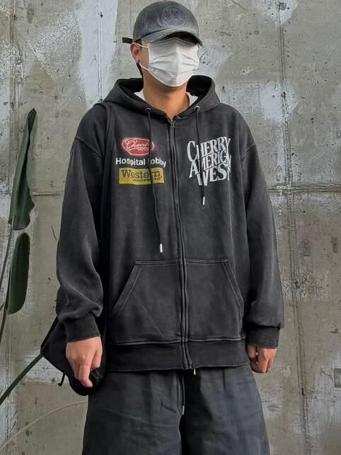 洗水英文字連帽拉鍊外套 JK2686