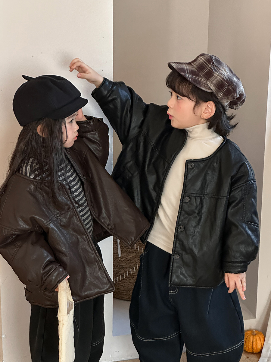 個性加厚皮外套(80-140)