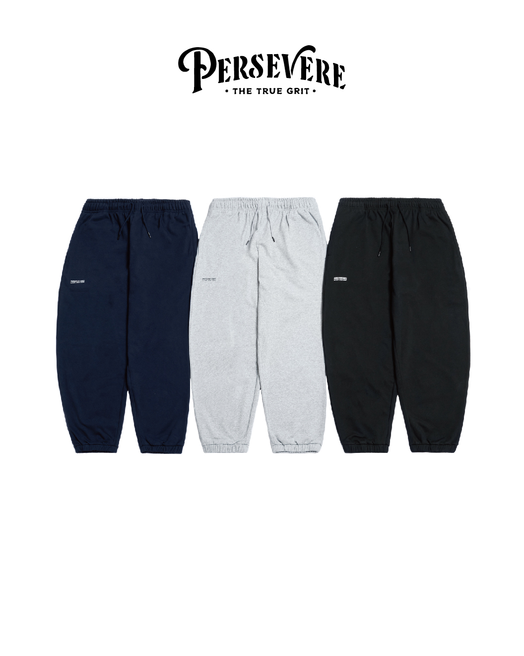 PERSEVERE 高磅數棉質縮口長褲 黑藍/麻花灰/黑 25 A/W Heavyweight Cotton Sweatpants
