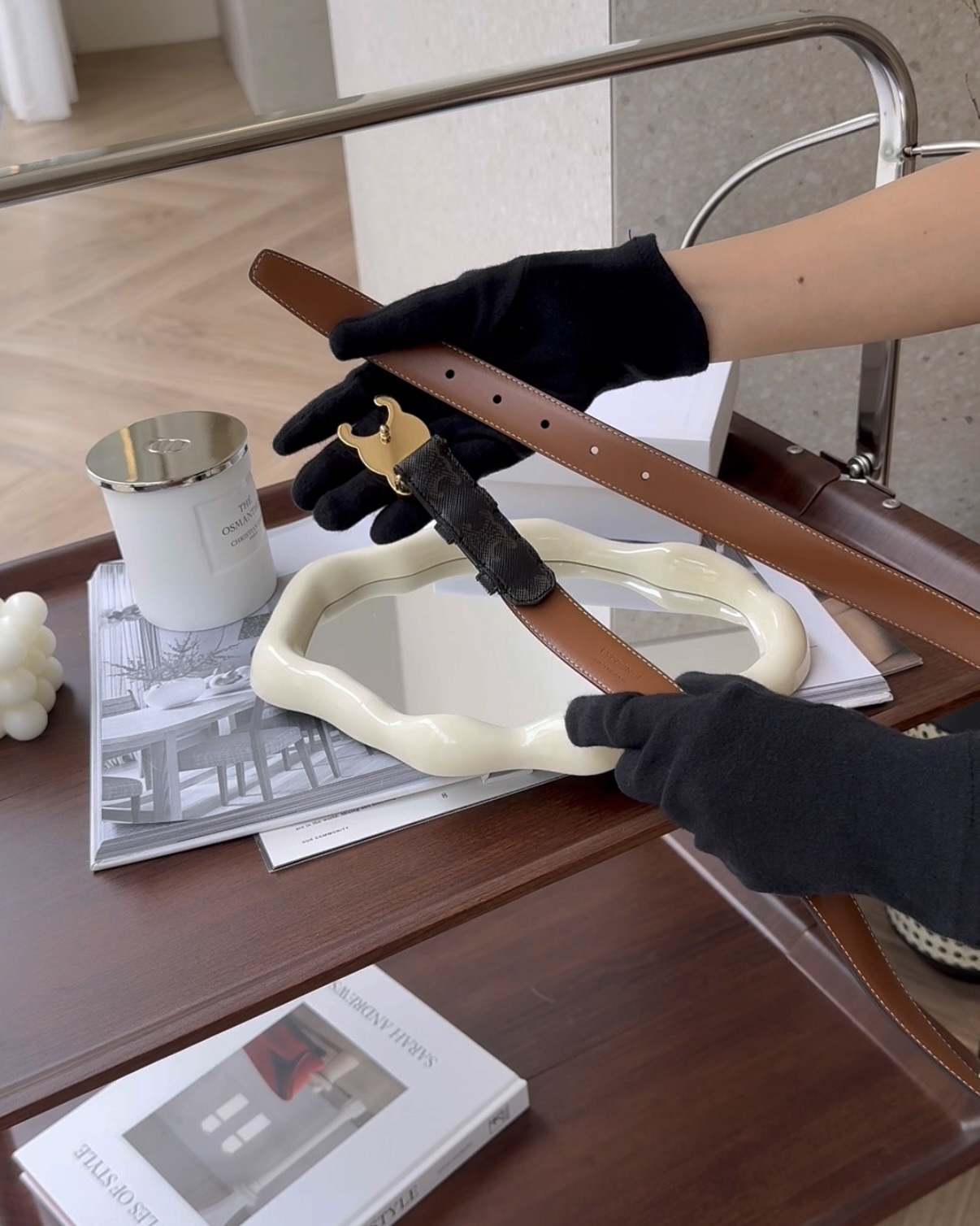 CELINE｜凱旋門中號皮帶 深老花 寬2.5CM