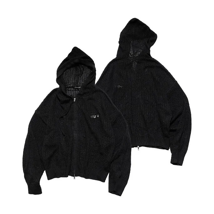 E'TREALOUEST Hole Knit Double Zipper Sweater