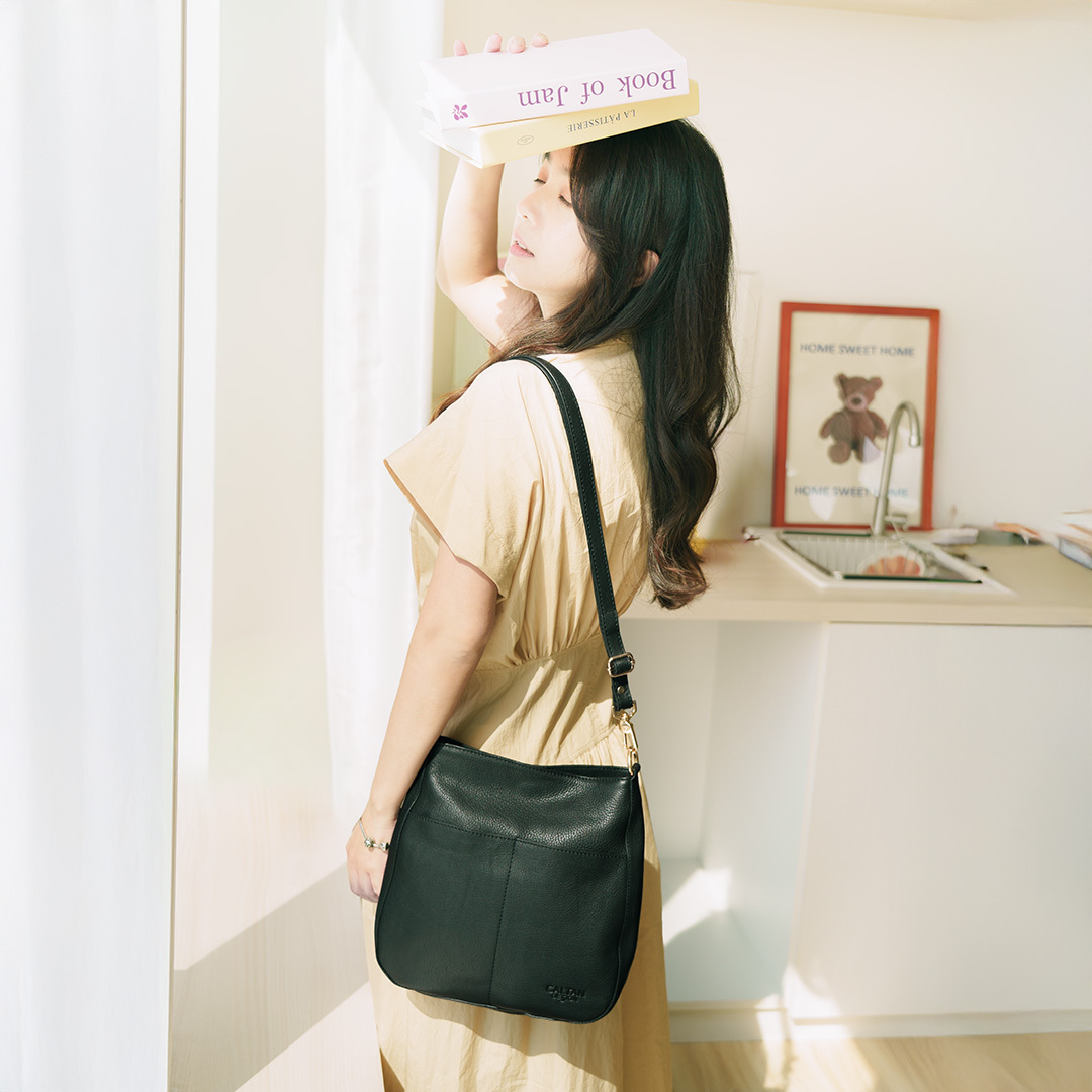 Midday Hobo真皮雙口水桶包-三色(5536)