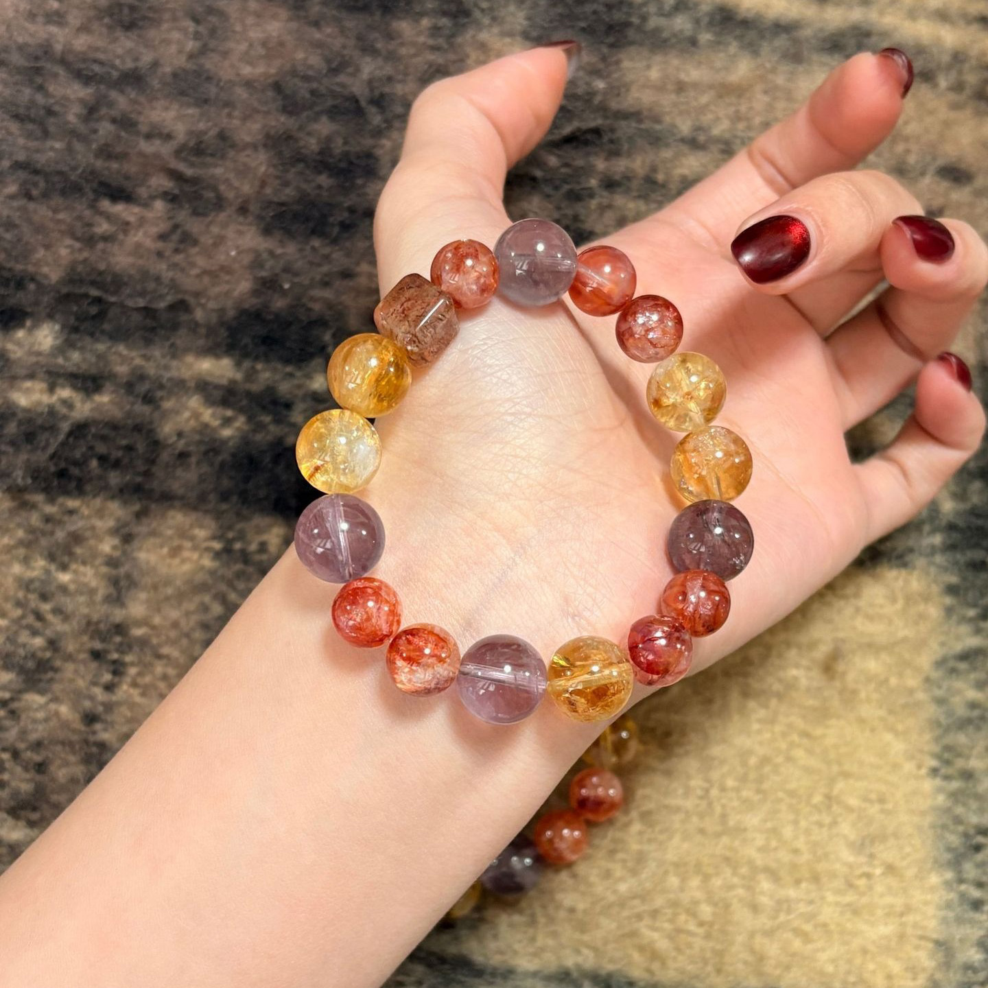 【富家千金】黃塔晶x紅膠花x紫水晶x黑金超七超強聚財水晶手鍊