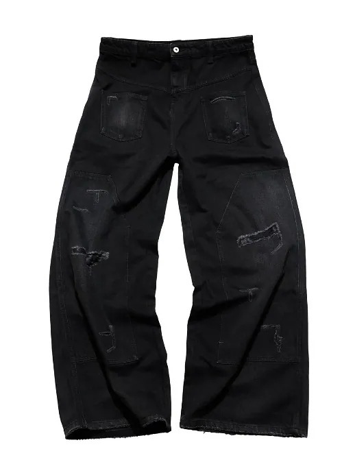 E'TREALOUEST 水洗破壞反面牛仔褲