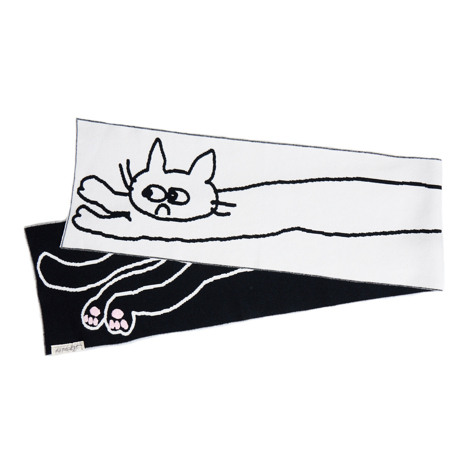 [Bird Pit] Elongated Cat Scarf Black and White