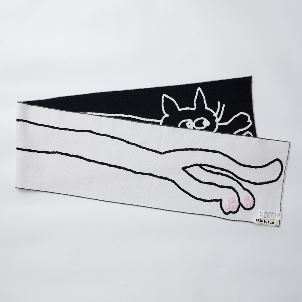 [Bird Pit] Elongated Cat Scarf Black and White