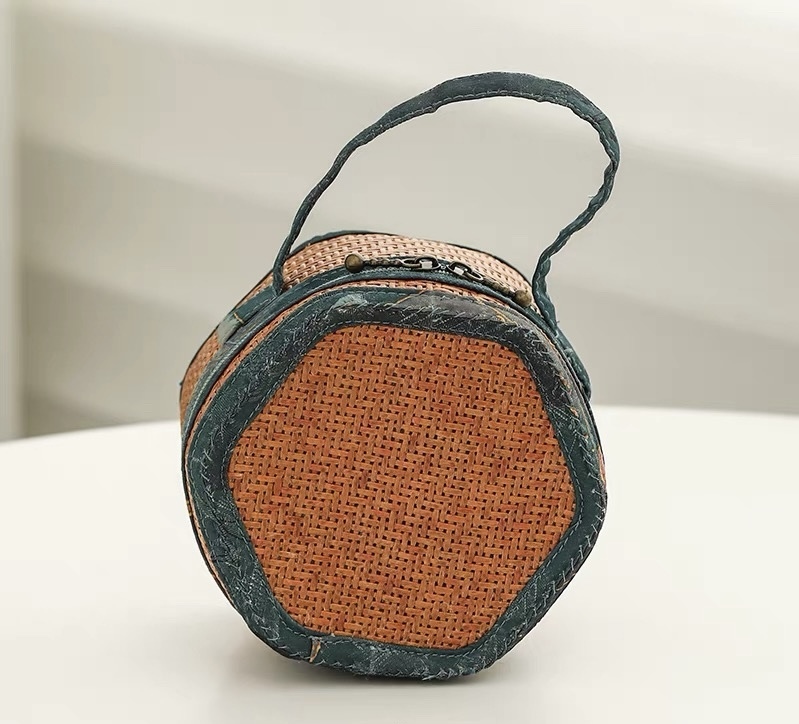 藤紋手提六角收納包