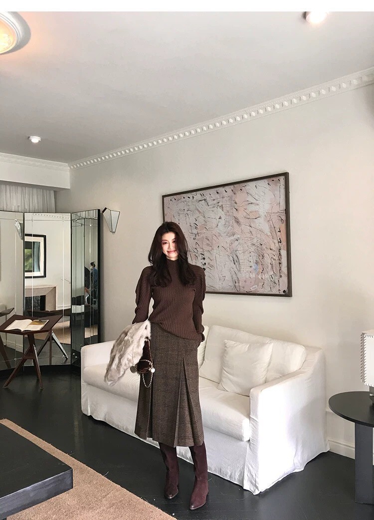 抓摺手袖造型30%羊毛立領上衣-S-L (Elegant & Love)