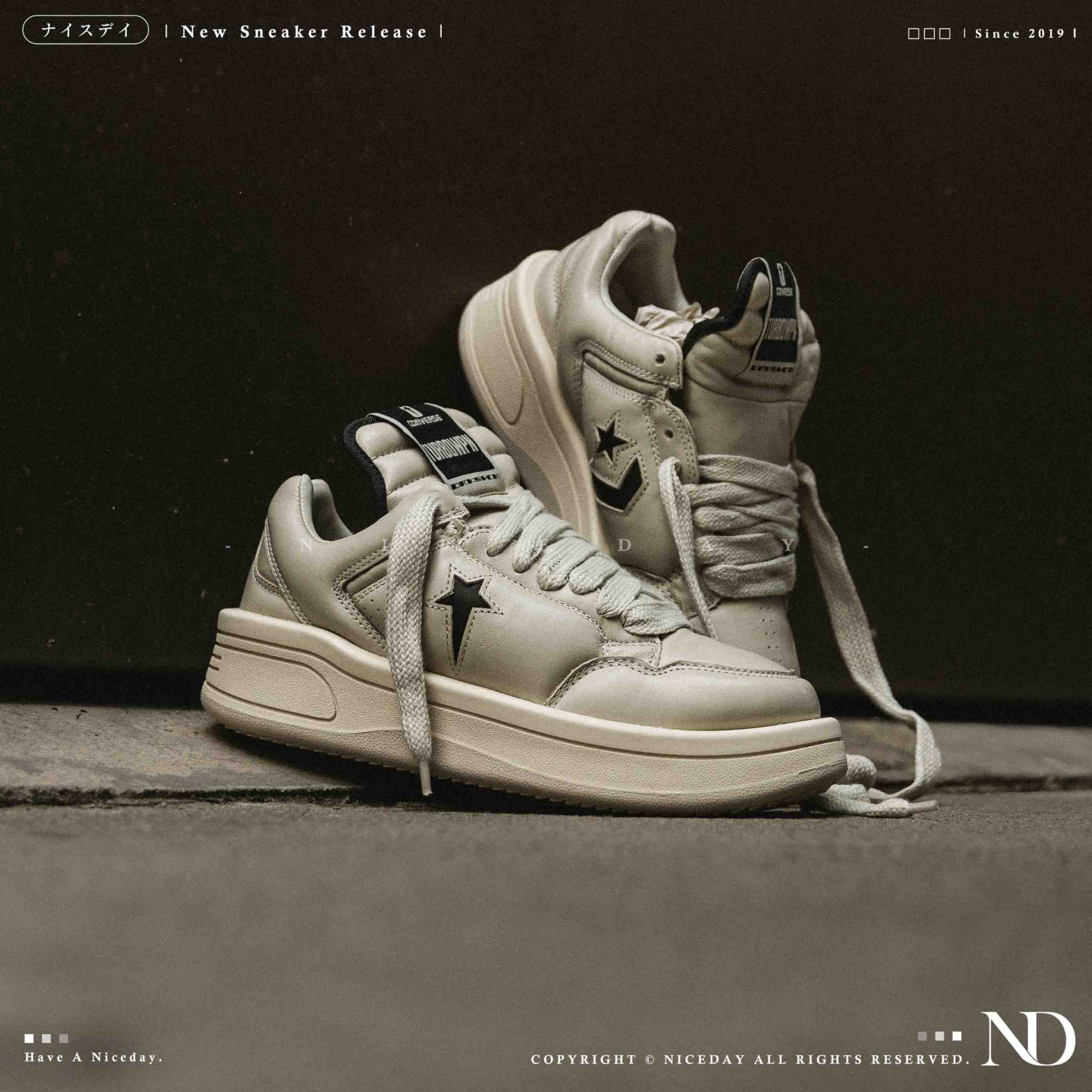 NICEDAY 代購 Rick Owens DRKSHDW x Converse TURBOWPN OX 聯名 復古 黑色 白色 經典 老爹鞋