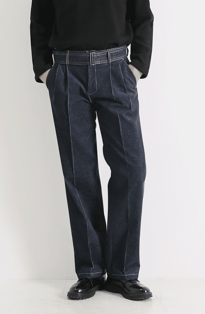 燈芯絨腰帶牛仔褲