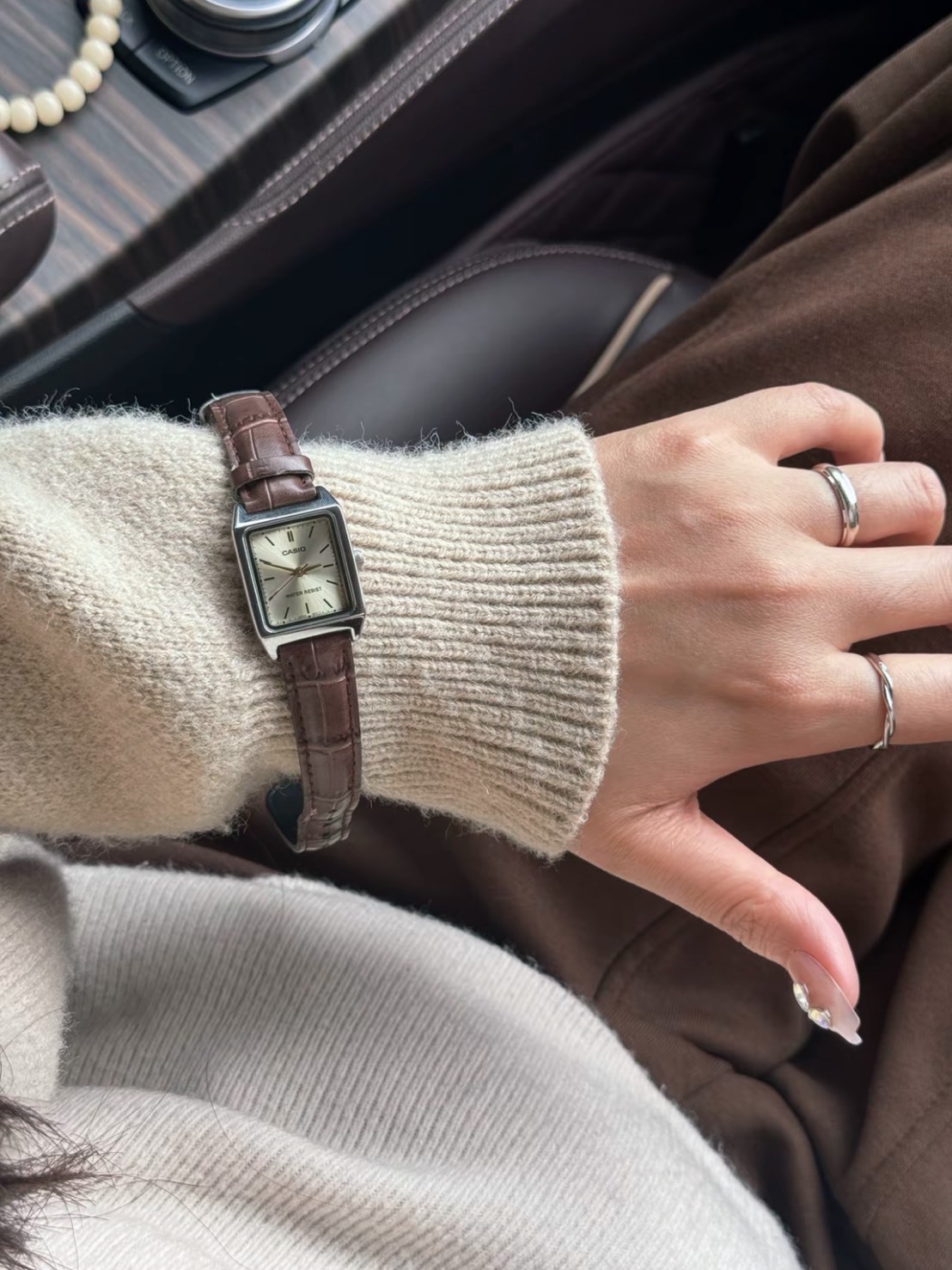 CASIO 卡西歐 復古 小方錶 棕色