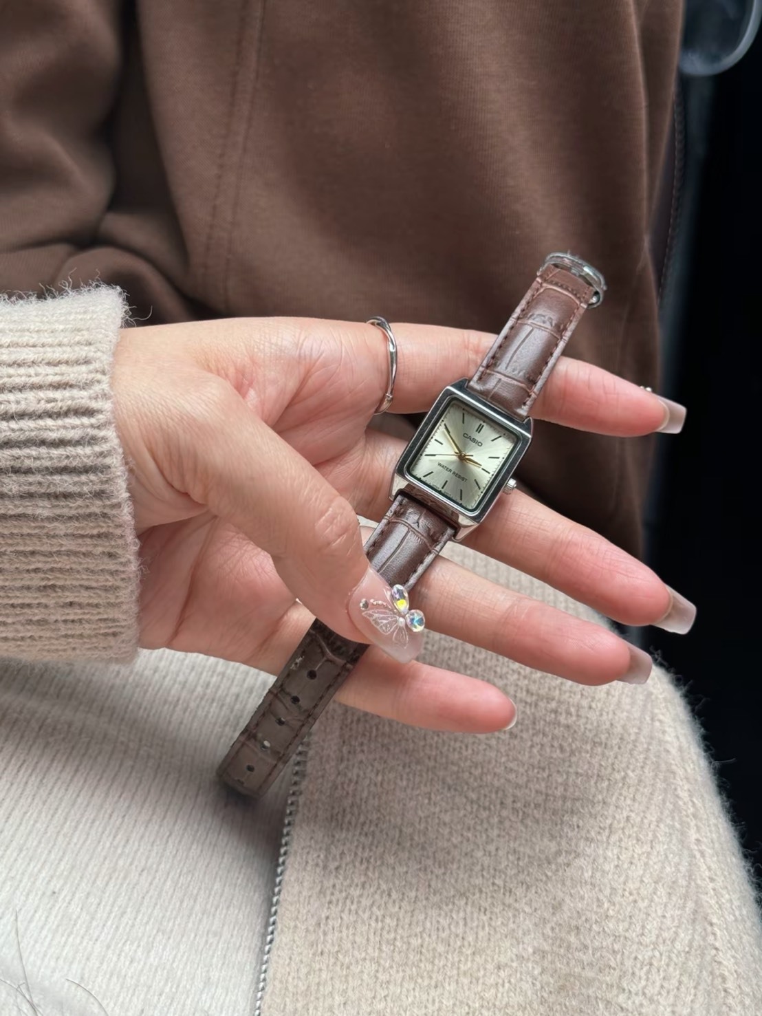 CASIO 卡西歐 復古 小方錶 棕色