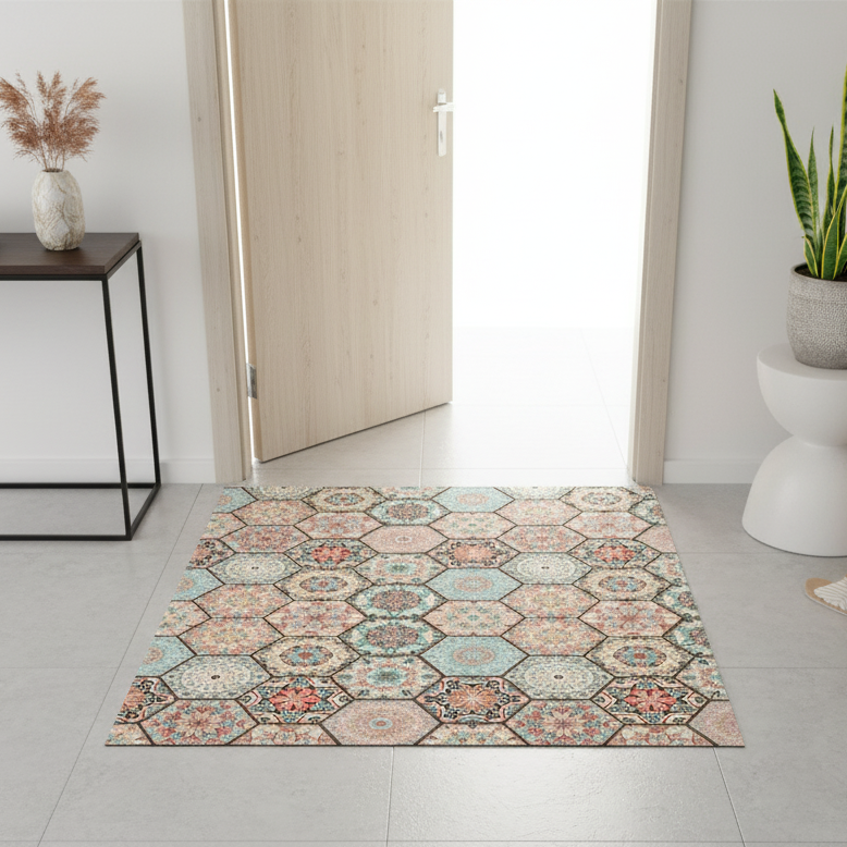 六角仿磁磚裁切除塵地墊