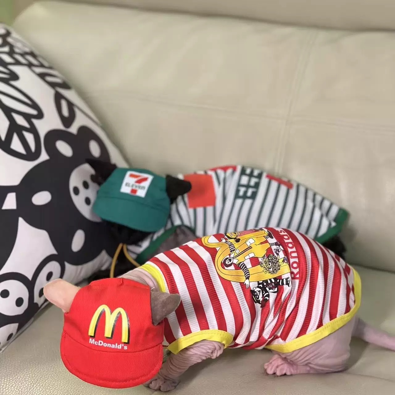 宠物背心配帽子 7ELEVEN & MCDONALDS 猫狗衣服（两件套）