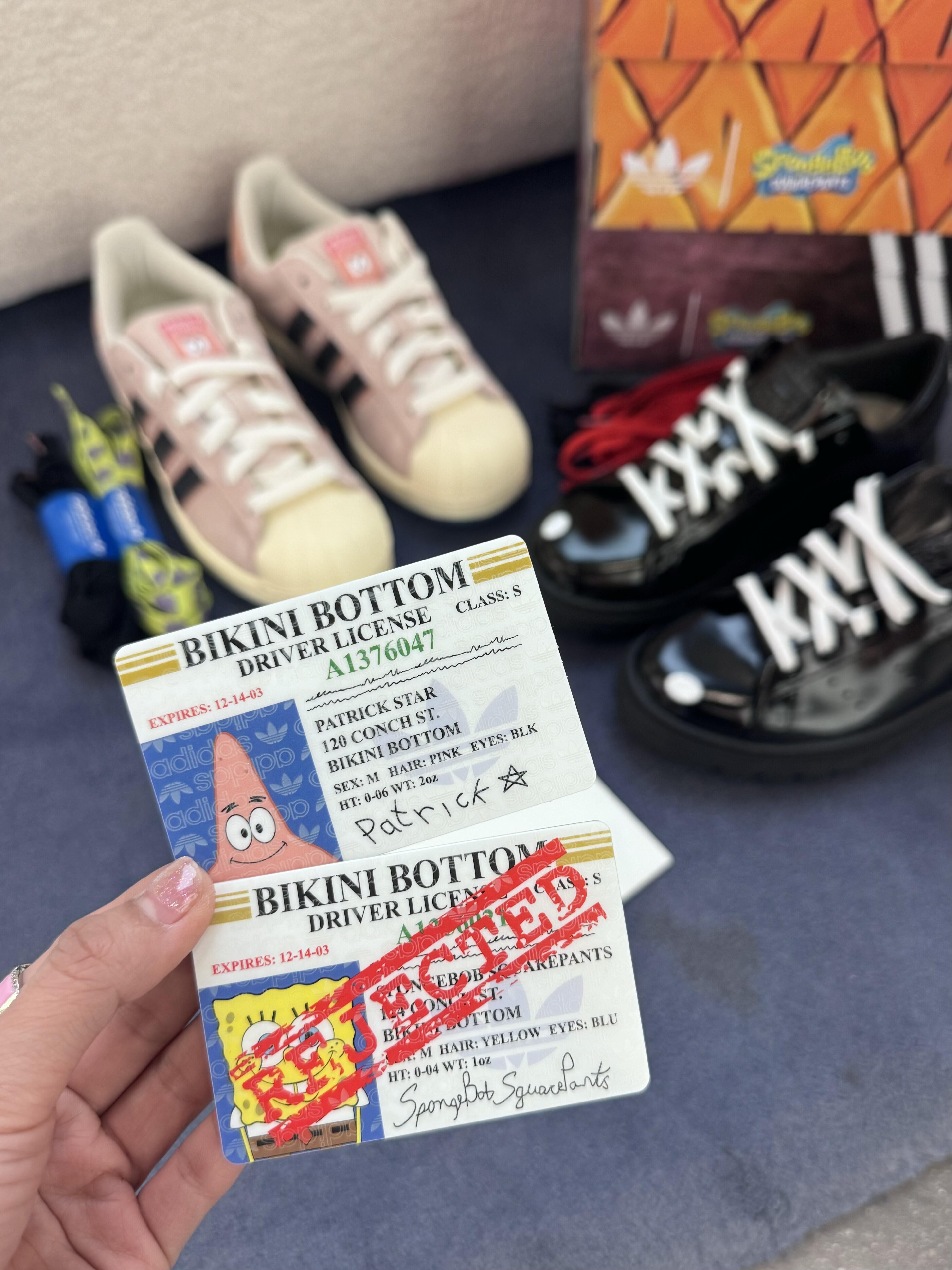 SPONGEBOB x Adidas Stan Simth / Superstar 黑色 粉色 海綿寶寶 派大星 復古 貝殼頭 版鞋 JQ6778 JQ6779/預購