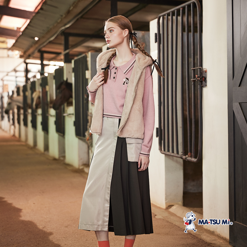 MA‧TSU Mi 超Q毛絨絨連帽背心(粉.卡)