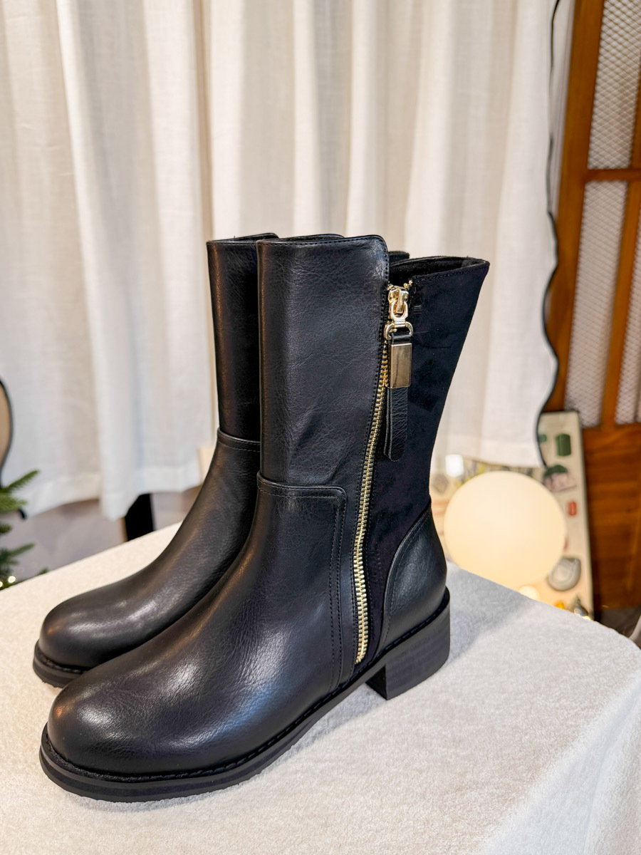 ⬇️開倉低至半價😱FINALSALE📣 內外拉鏈．麂皮 拼 仿皮 BOOTS【不設退換】