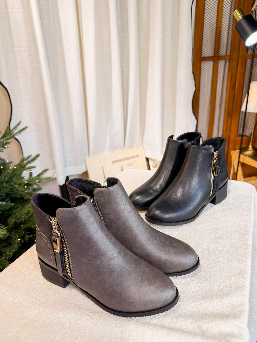 ⬇️開倉低至半價😱FINALSALE📣內外拉鏈．麂皮 拼 仿皮 短BOOTS【不設退換】