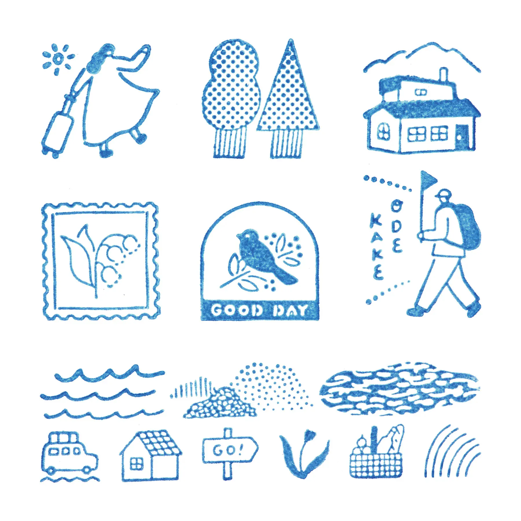 HITOTOKI 透明印章 套組 出遊｜KING JIM 日本