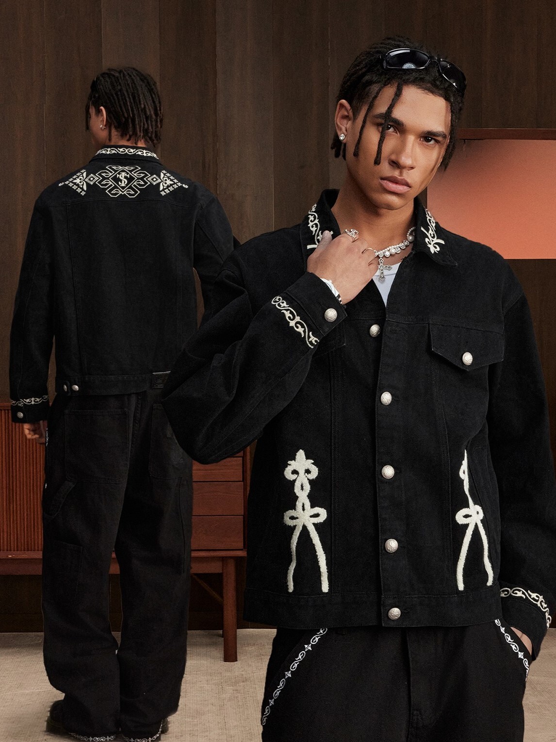 STK SmallTownKid 民族風 西蘭卡普 刺繡藤蔓 牛仔夾克 外套