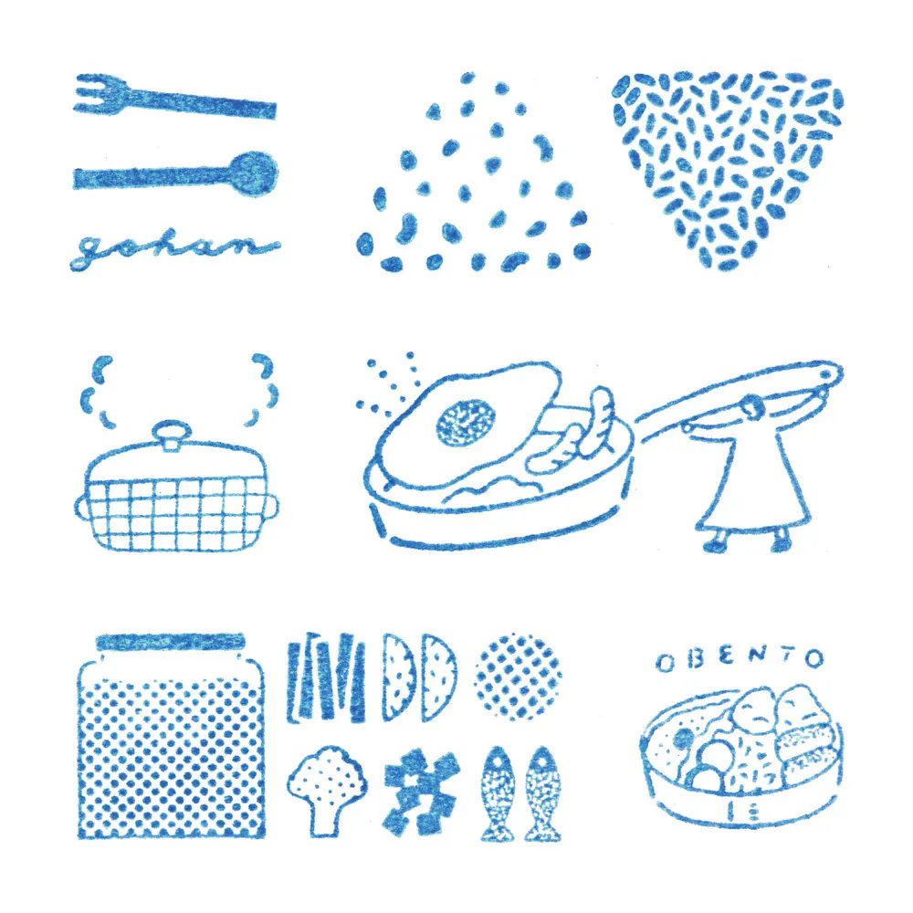 HITOTOKI 透明印章 套組 便當定食｜KING JIM 日本