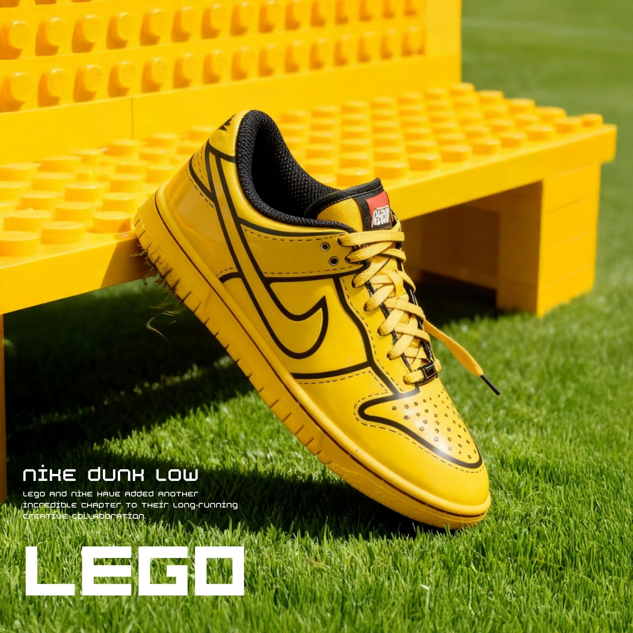 NICEDAY 代購 LEGO x Nike Dunk Low 樂高 聯名 特殊 黃 黃黑 積木 大童 女鞋 IF2117-700