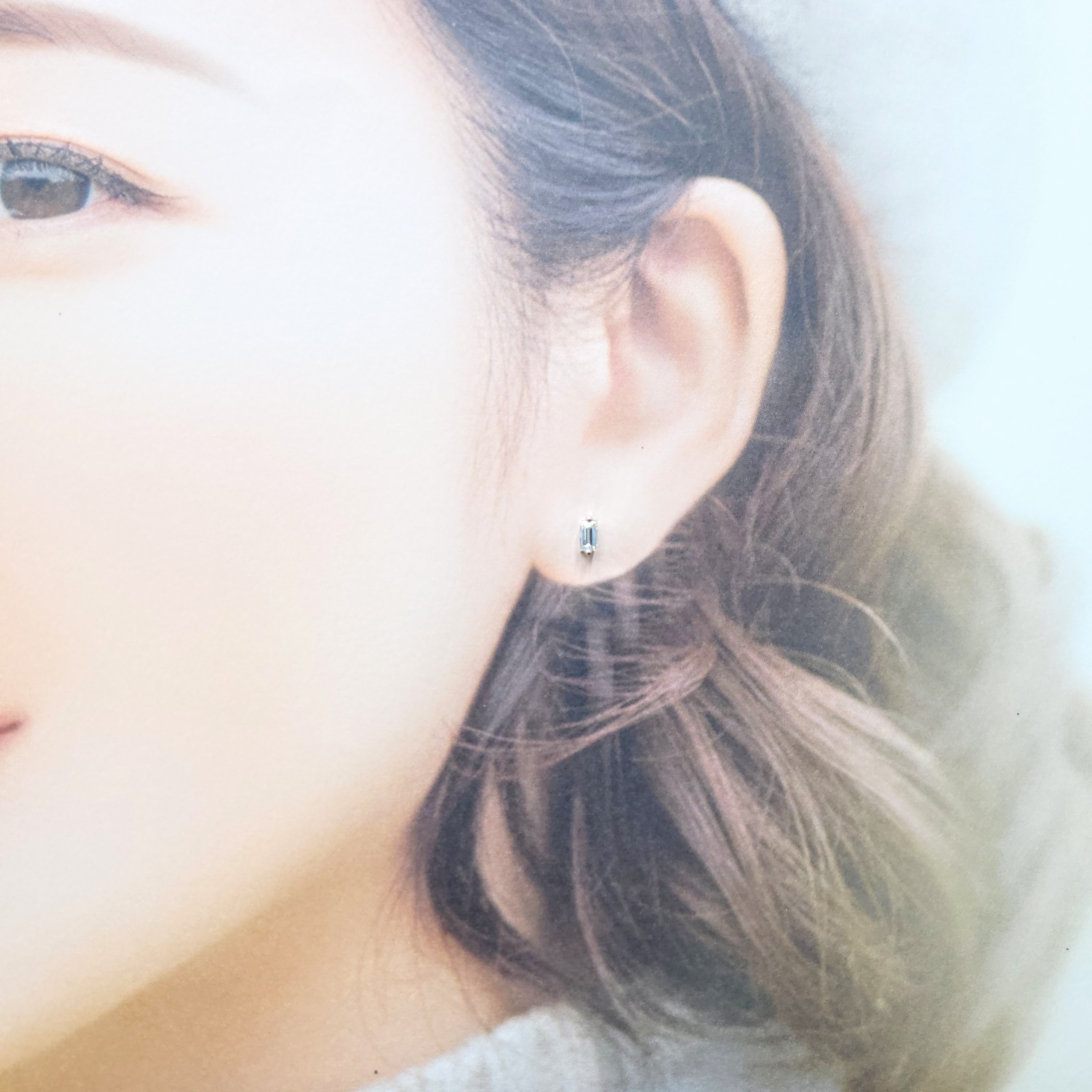 全新18K白金【主石36份方形鑽石】耳環